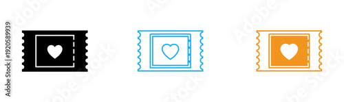 Colorful ticket icons with heart shapes