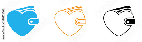 Heart shaped book icons in blue orange and black