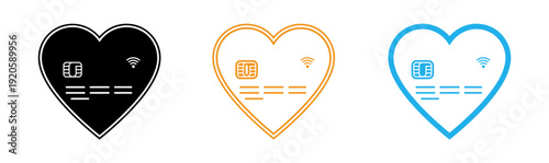 Heart shaped sim card icons with wifi signal