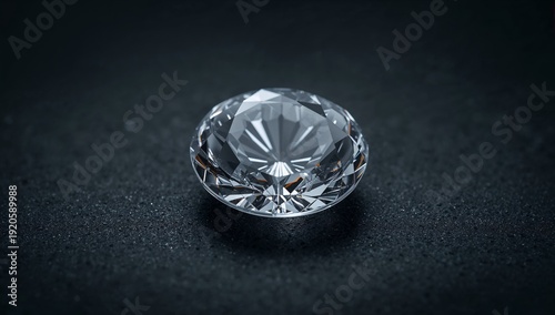 Shiny Diamond Resting on a Dark Surface Under Bright Light in a Close View