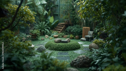 Garden With Stones and Plants in a Small Space During the Day