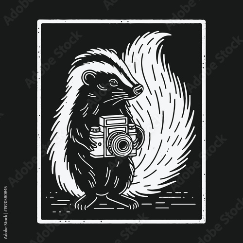 Skunk Photographer: Capturing Moments with a Vintage Camera.
