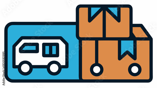 Delivery truck transporting packages efficiently