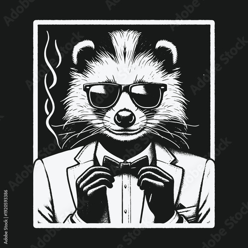 Raccoon in a Suit: A Stylish and Mysterious Character Portrait.