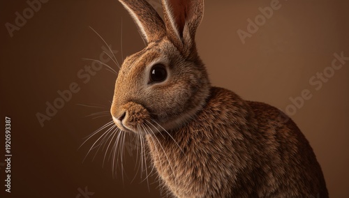 Close View of a Rabbit Showing Its Features in a Simple Light Setting