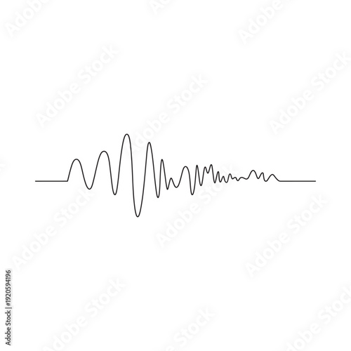 A simple continuous line drawing depicting a stylized heartbeat rhythm on a white background