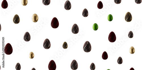 Abstract pattern with colorful Easter eggs on white background. Spring celebration or Easter holiday theme, perfect for