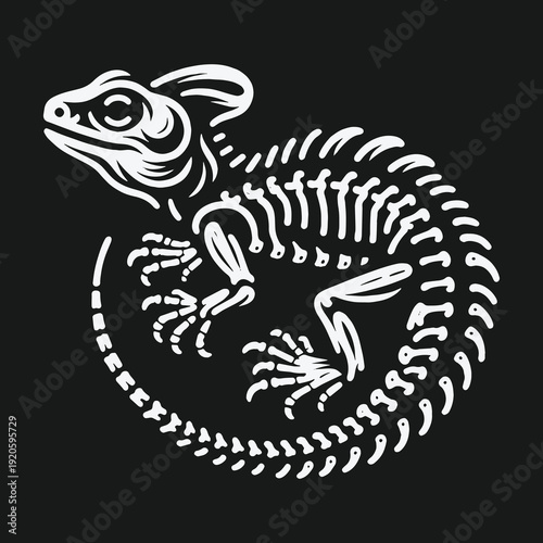 Iguana Skeleton Illustration: A Detailed Anatomical Study.