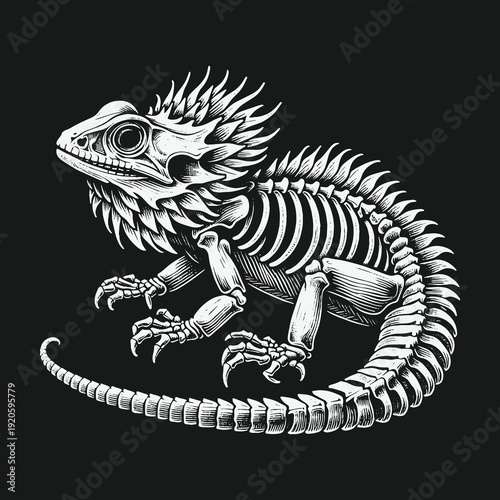 Intricate Skeleton of a Bearded Dragon: A Detailed Illustration.