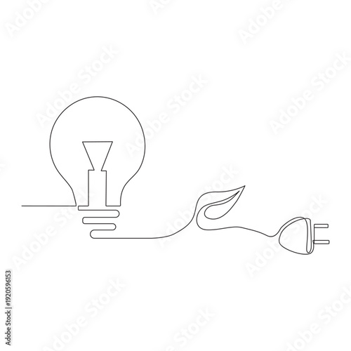 Earth hour continuous one single line art and isolated outline vector design.