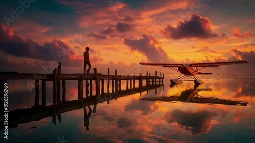 sunset over the river