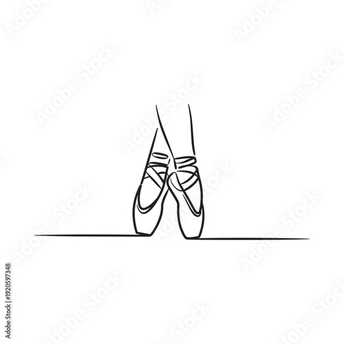 A delicate sketch of pointe shoes capturing the grace of ballet artistry