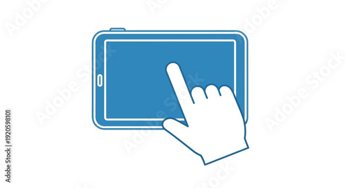 Hand Interacting with Touchscreen Device Graphic Illustration.