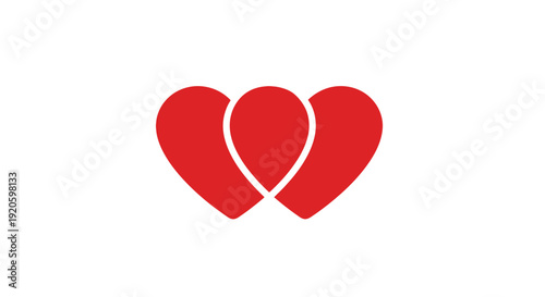 Two intertwined red hearts symbolizing love and affection.