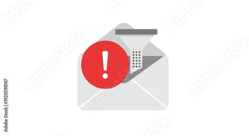 Warning notification email icon with exclamation mark on envelope.