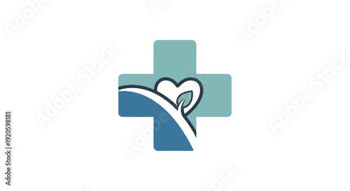 Medical Cross Symbol with Heart Logo Design.