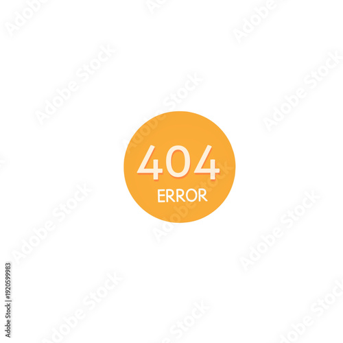 Minimalist vector icon of a yellow circle containing the text 404 error. Modern web design symbol for page not found.