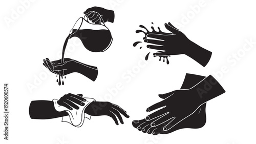 Set of 4 hand washing icons vector