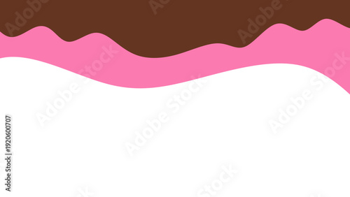 Sweet melting chocolate and pink strawberry icing glaze background. Melted syrup or dripping liquid sauce. Minimalist sweet chocolate and strawberry pink background. Minimalist wavy background.