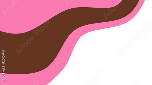 Sweet melting chocolate and pink strawberry icing glaze background. Melted syrup or dripping liquid sauce. Minimalist sweet chocolate and strawberry pink background. Minimalist wavy background.