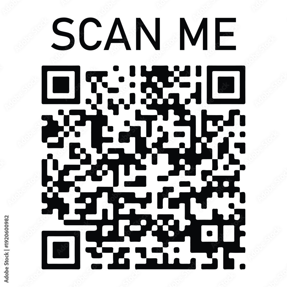Fototapeta premium scan me text above black and white qr code square barcode isolated on white background flat vector illustration