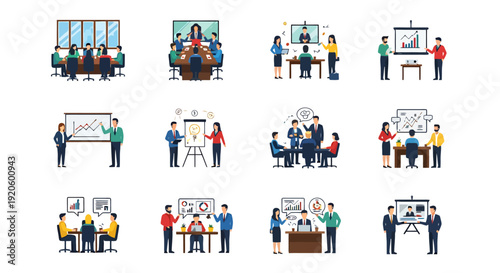 Diverse Business People Collaborate in Meeting Rooms and Presentations for Corporate Strategy Development and Teamwork