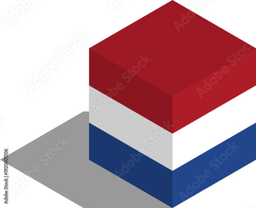 Isometric cube with the flag of the Netherlands 3D stylized illustration