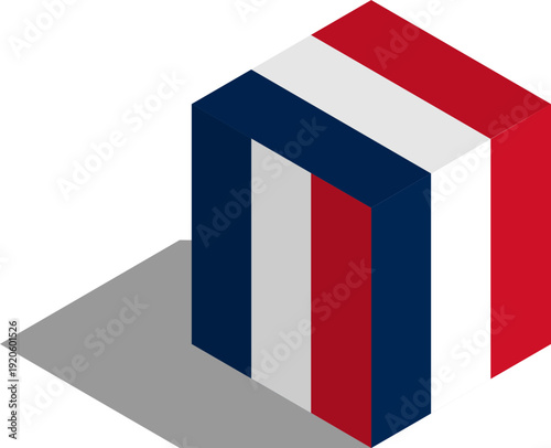 Free Download Isometric cube with the flag of France 3D stylized illustration - GFXLoad