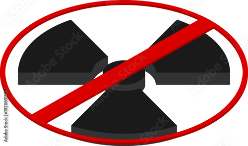 Isometric anti-nuclear symbol with nuclear non-proliferation concept 3d illustration