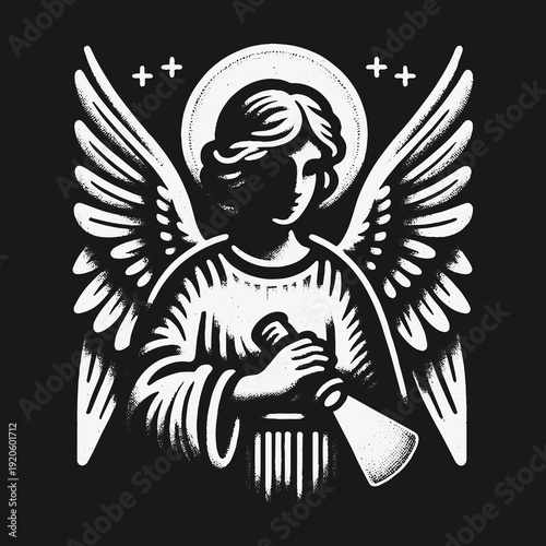 Angel with Trumpet Illustration: A Symbol of Hope and Guidance.