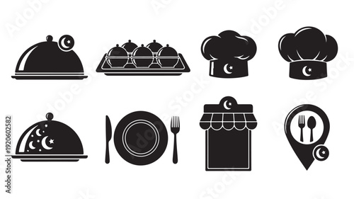 Set of 8 restaurant icons vector