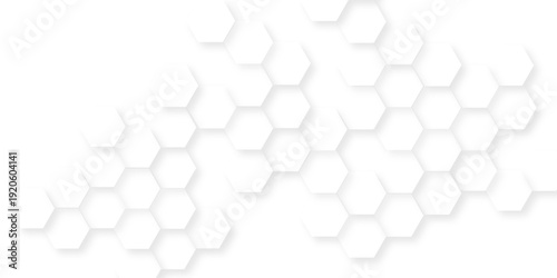 technology hexagon pattern white background, wallpaper Illustration, futuristic abstract honeycomb mosaic white background, white hexagon 3d background texture.