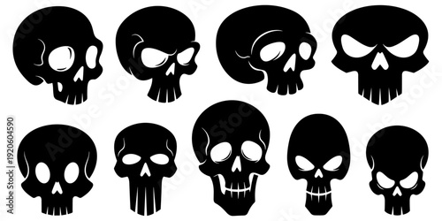 Skull set ten stylized skulls vector for tattoo and character design