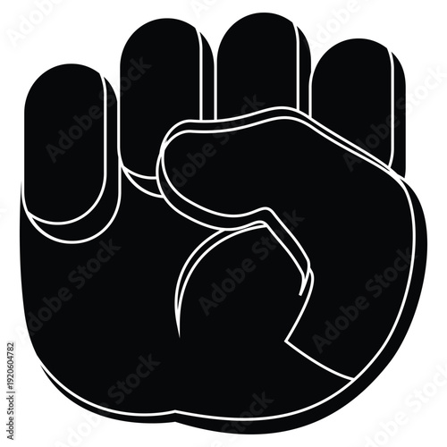 A black and white image of a hand with the palm facing outwards Vector