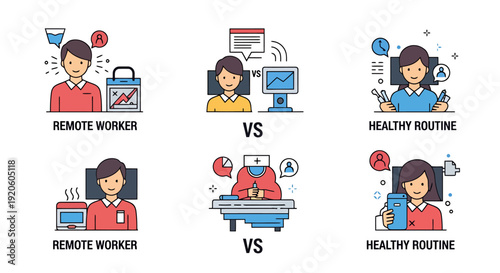 Comparing remote work challenges with establishing a healthy daily wellbeing routine for optimal productivity and balance