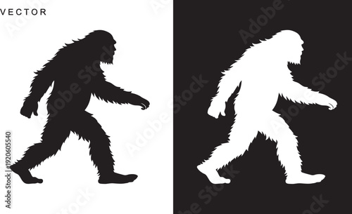 Bigfoot silhouette, bigfoot sasquatch icon vector illustrated