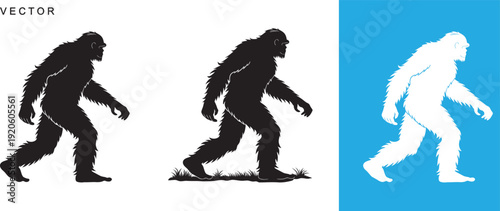 Bigfoot silhouette, bigfoot sasquatch icon vector illustrated
