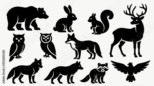 Wild Forest Animals Silhouettes