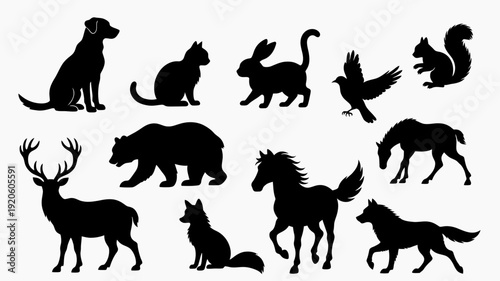 Wild and Domestic Animal Silhouettes