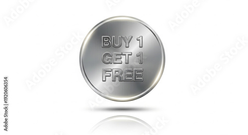 Shiny silver buy one get one free badge for sales promotions