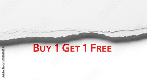 Buy one get one free promotional offer with torn paper effect