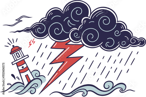 Storm Cyclone Severe Weather Illustration. Cyclone Wind and Rain Scene. Tropical Cyclone Extreme Weather Concept. Stormy Cyclone Atmospheric Phenomenon Design. Hurricane Cyclone Natural Disaster Scene