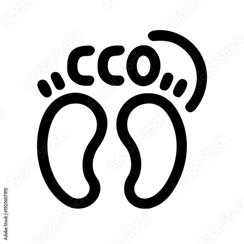 Black and white graphic of two footprints with cco text in between