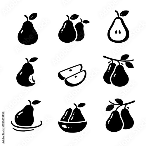 Pears icon set vector isolated Vector set on a white background
