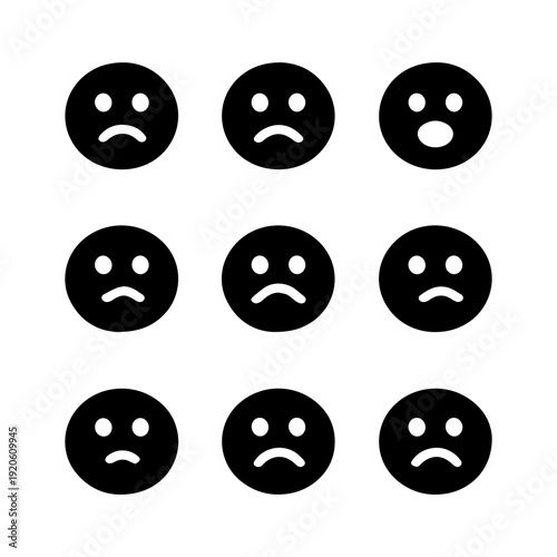 Faces are sad icon set vector isolated Vector set on a white background