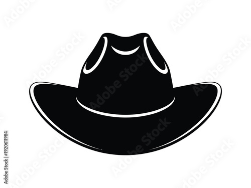 Vintage cowboy hat, silhouette vector illustration, classic western headwear outline with rustic design, retro cowboy accessory graphic for country, rodeo, wild west, and rustic branding projects.