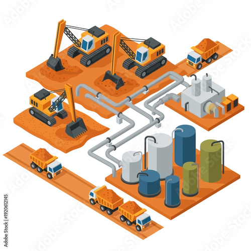 Industrial Machines and Equipment in Factory Setting.