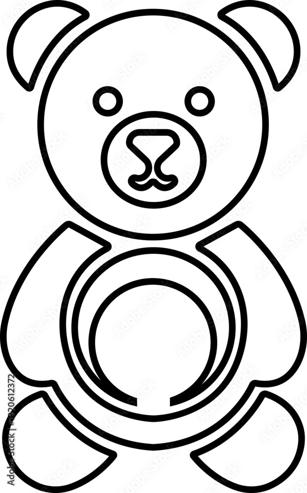 Obraz premium Teddy Bear Icon Cute Plush Toy Animal Symbols in Line Style Vector Silhouette Outline Bundle Pack Isolated on transparent Background