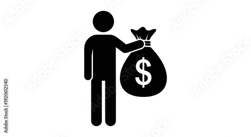 Person holding a money bag with dollar sign.