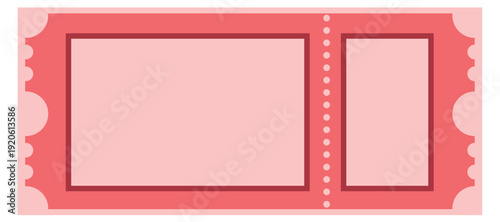 Pink ticket stub with two rectangular sections